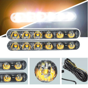GÜNDÜZ LEDİ 6 LEDLİ SİNYALLİ TURUNCU-BEYAZ METAL 12V