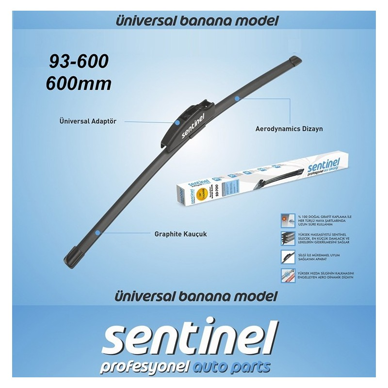 SENTİNEL SİLECEK SÜPÜRGESİ 600mm UNIVERSAL BANANA TİP