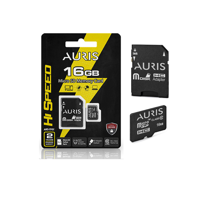 AURIS ARS-TF01 16GB MİCRO SD MEMORY CARD + SD ADAPTÖR 10MB