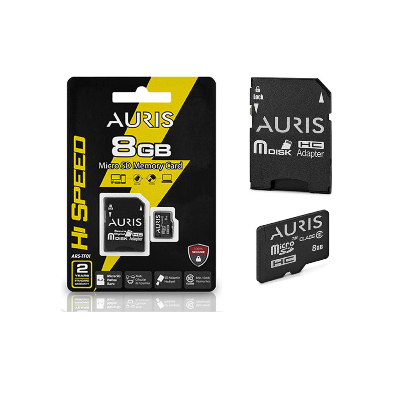 AURIS ARS-TF01 8GB MİCRO SD MEMORY CARD + SD ADAPTÖR 10MB