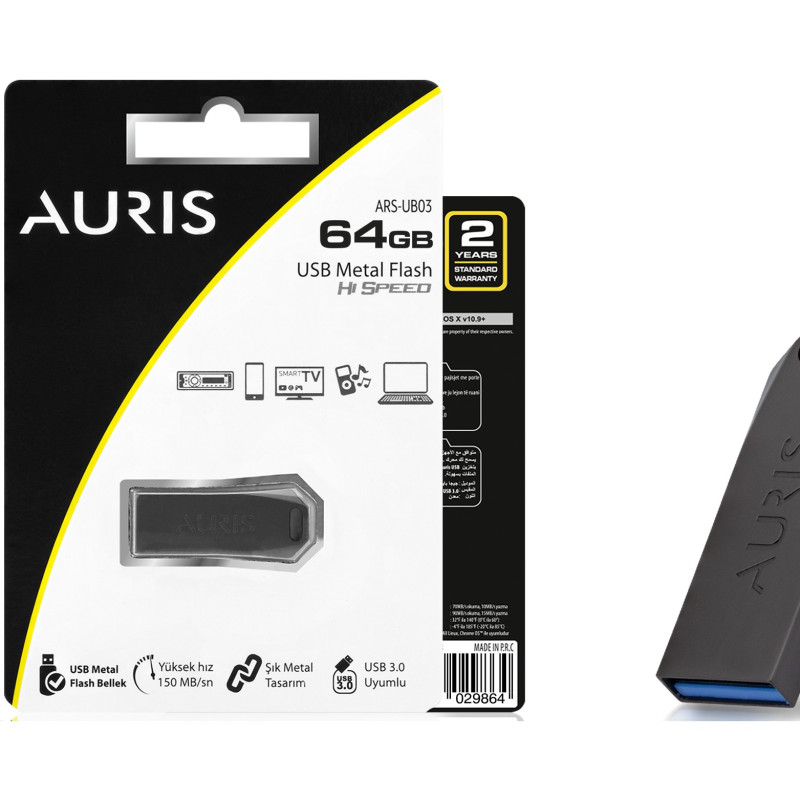 AURIS ARS-UB03 64GB USB METAL FLASH BELLEK 3.0
