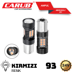 93 LED AMPUL KIRMIZI MERCEKLİ 21 SMD 24V