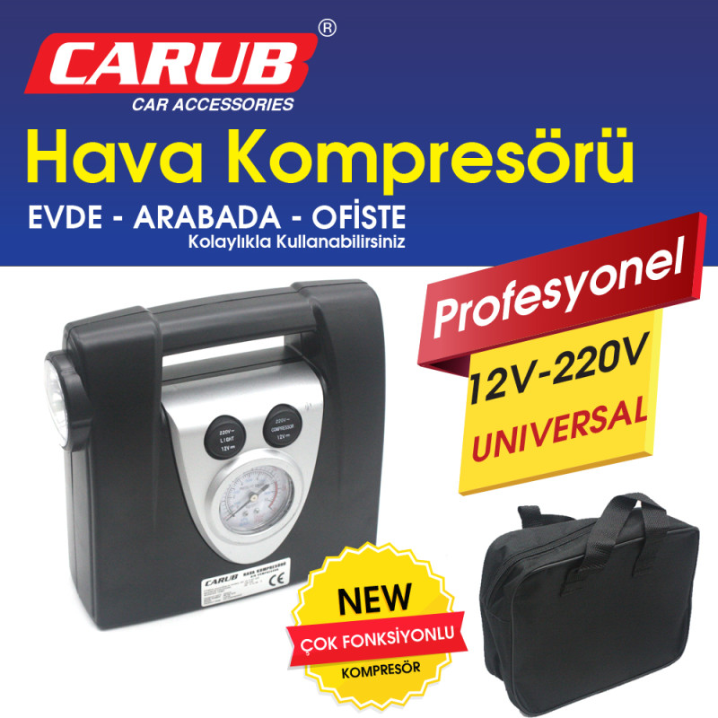 HAVA KOMPRESÖRÜ PROFESYONEL 12-220V ÇANTALI