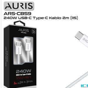 AURIS ARS-CB59 USB-C TYPE-C ŞARJ KABLOSU (İ15) 240W 2 METRE