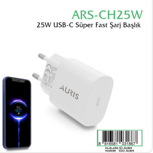 AURIS ARS-CH25 USB-C SÜPER HIZLI ŞARJ BAŞLIĞI 25W