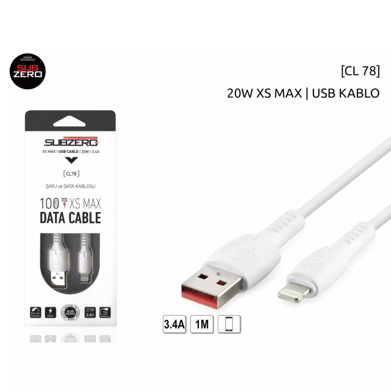 SUBZERO CL-78 IPHONE HIZLI ŞARJ KABLOSU 3.4A
