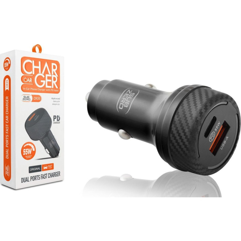 SUBZERO CR-35 PD+35 ÇİFT ÇIKIŞLI ARAÇ ŞARJ BAŞLIĞI 3.0A 55W