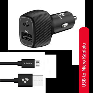 KENSA CR-52 USC TO MICRO KABLOLU ÇAKMAKLIK ŞARJ SOKETİ 3.0A 40W