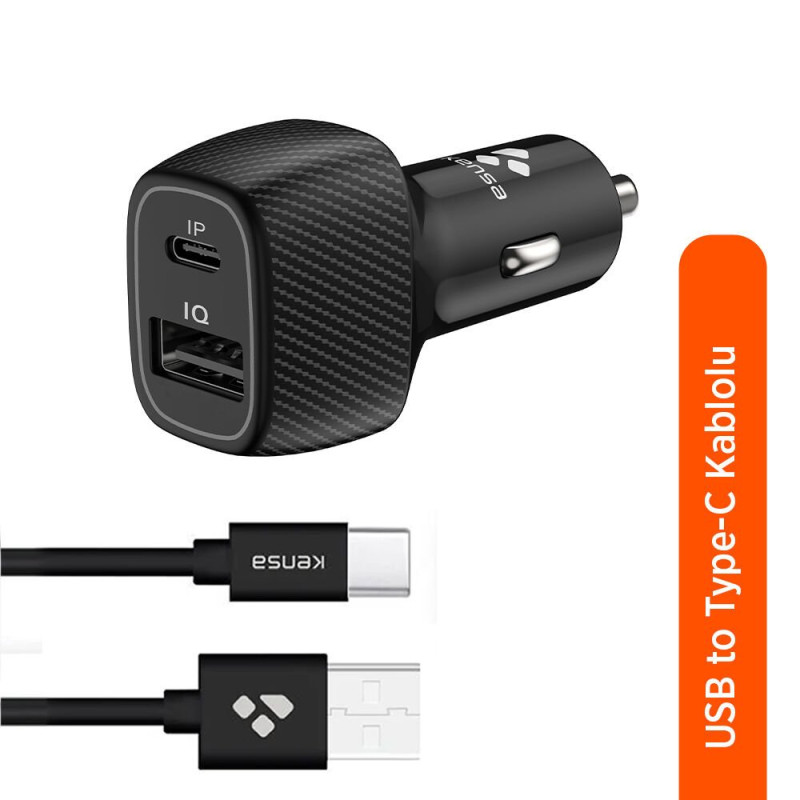 KENSA CR-61 USB TO TYPE-C KABLOLU ÇAKMAKLIK ŞARJ SOKETİ 3.0A 40W