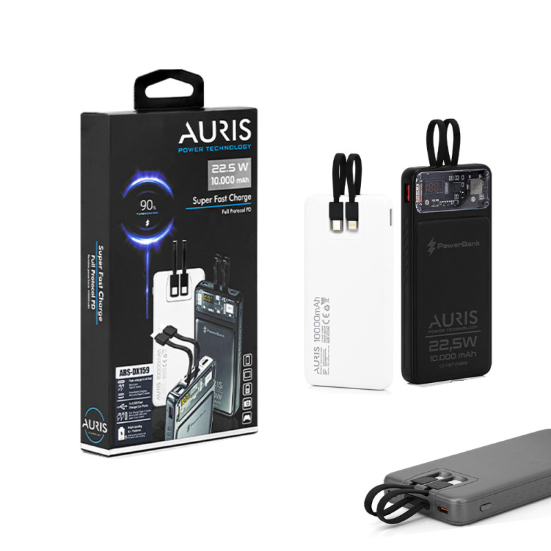 AURIS DX-159 SÜPER HIZLI + HAYALED LCD EKRAN POWERBANK KABLOLU 10.000 MAH
