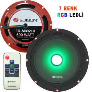 EDISON ED-M802LD 20CM MIDRANGE 7 RENK RGB LED IŞIKLI 120W RMS 600W MAX POWER