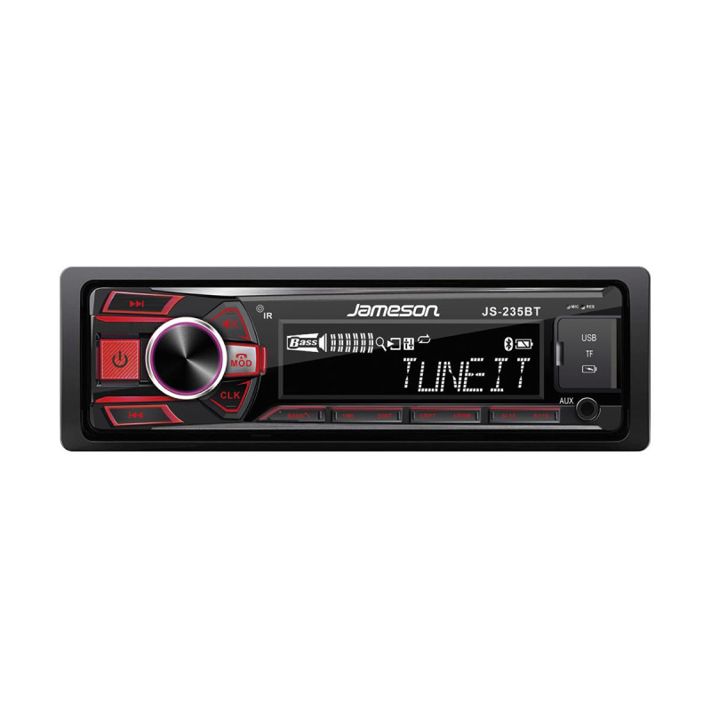 JAMESON JS-235BT LCD SCREEN BLUETOOTH 1xUSB MUSIC 1xUSB CHARGING SD CARD IN / AUX IN REMOTE CONTROL ISO CONNECTOR FM / RCA LINE OUT