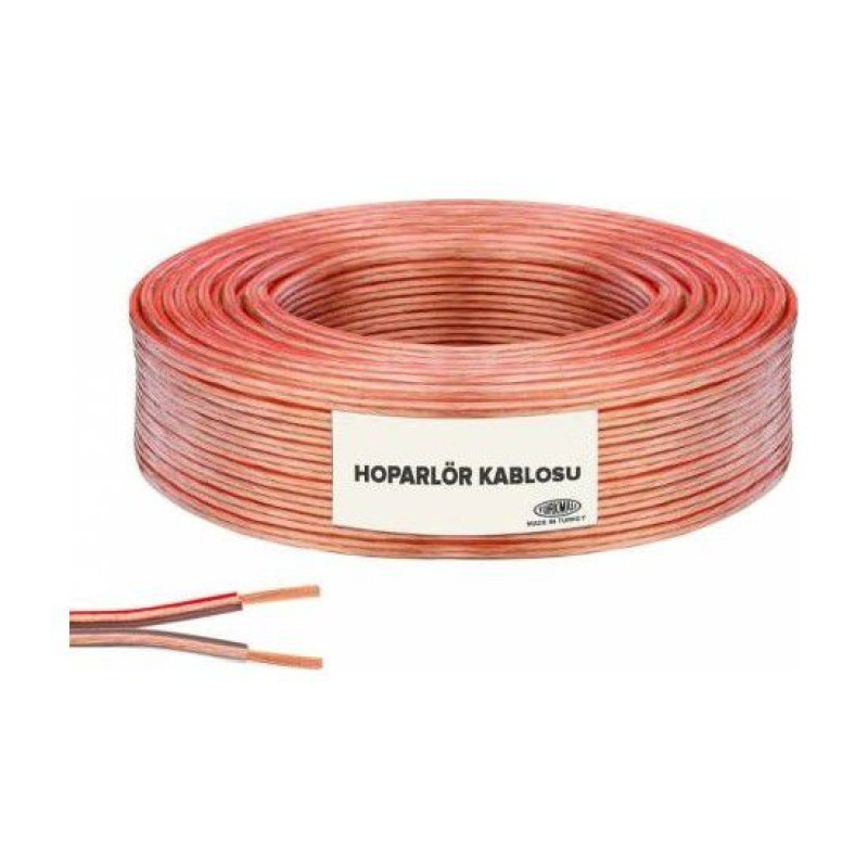KGN 2x1,5 BİTİŞİK KORDON (HOPARLÖR) KABLOSU ŞEFFAF 100MT