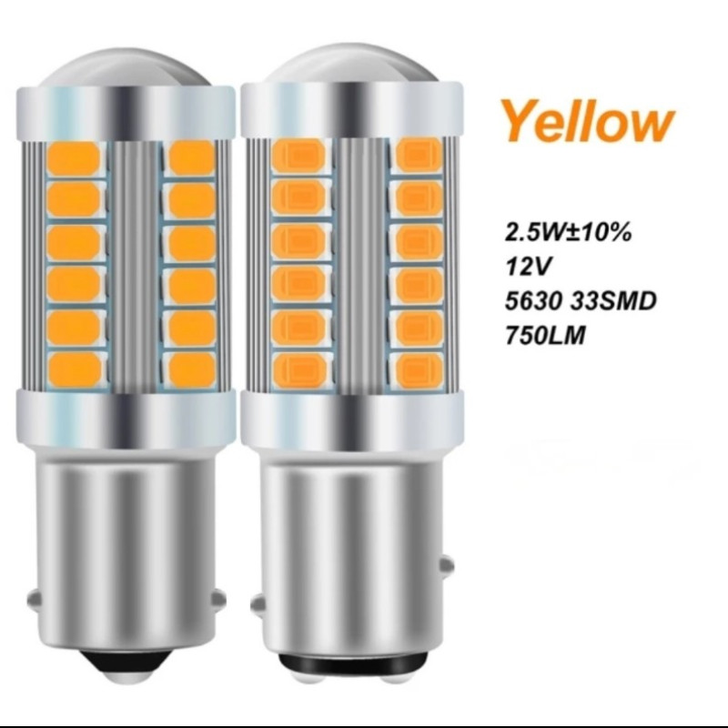 LED AMPUL (1016) ÇİFT DUY MERCEKLİ 33 SMD TURUNCU 12V