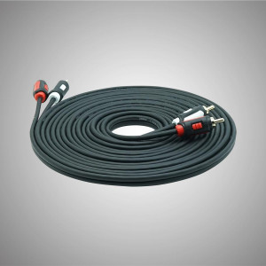 MOBASS MB-225RCA DOUBLE TWISTED OFC RCA CABLE BLACK FLEXIBLE PVC PLASTIC PLUG & GOLD PLATED CONNECTOR 5 METER LENGTH