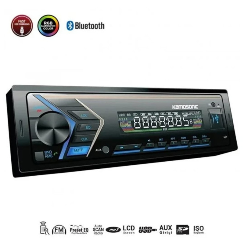 KAMOSONIC KS-MX800 OTO TEYP 4X50W BT/2XUSB/SD/FM/AUX
