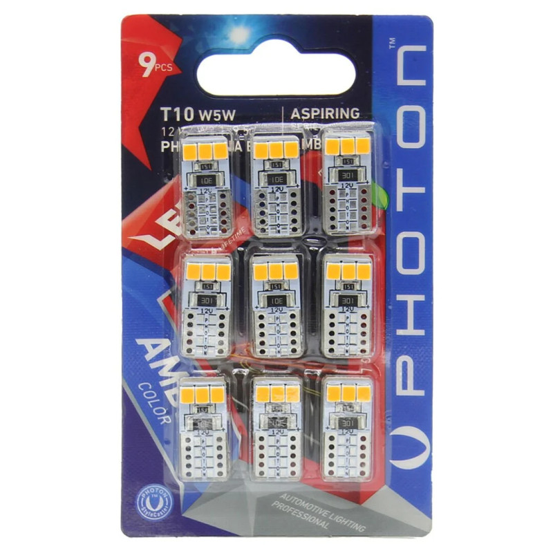 PHOTON T10 W5W 12V 10 SMD LED AMBER (9LU BLISTER)
