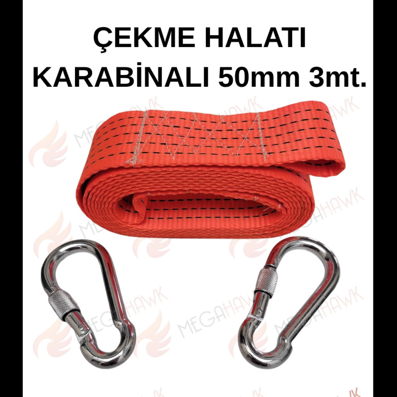 ÇEKME HALATI KARABİNALI KUMAŞ 50MM 3 MT.