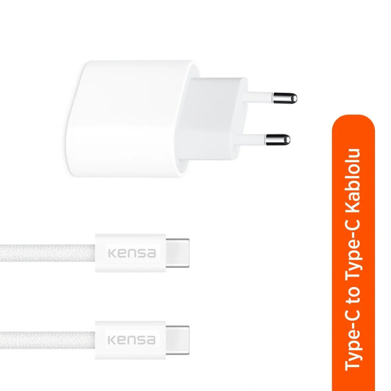 KENSA PW-200 PD TYPE-C TO TYPE-C ŞARJ BAŞLIĞI VE KABLO 35W