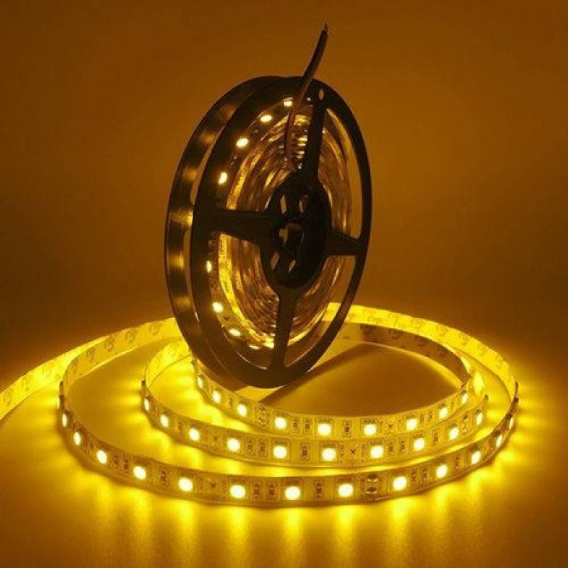 ŞERİT LED 5050 (ÜÇ ÇİPLİ) SİLİKONLU 5MT SARI 12V