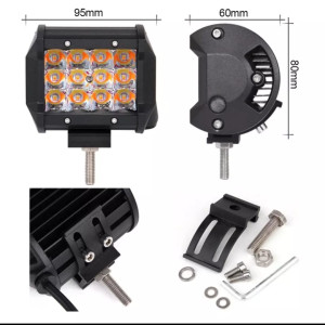 OFF-ROAD ÇALIŞMA LAMBASI ÇİFT RENK ÇAKARLI TURUNCU-BEYAZ 36W 12 LED 12V