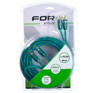 FOR-X X-1122G-5M GOLD SERİSİ RCA KABLO FİBER ÖRGÜLÜ 5 METRE AMFİ SİNYAL KABLOSU