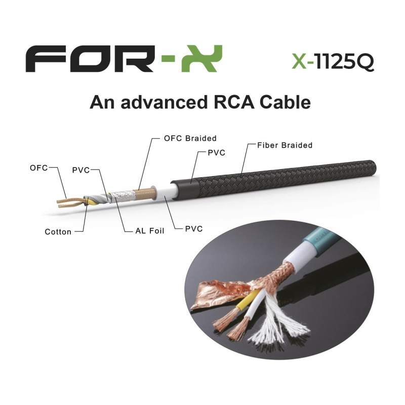 FOR-X X-1125Q 5MT HI-END 2GİRİŞ 2 ÇIKIŞ RCA KABLO (BAKIR)