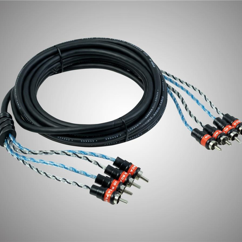 FOR-X X-1144 BLACK MATT SPİRAL RCA KABLO 4 KANALLI 5 MT