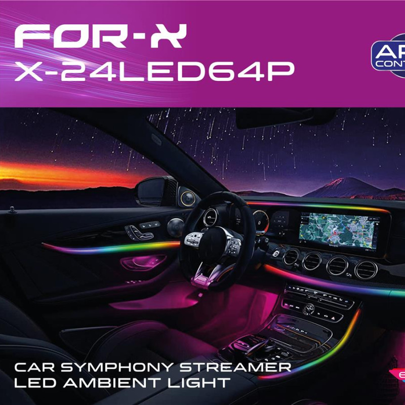 FOR-X X-24LED64P COLOURFUL UNIVERSAL AMBIENT LIGHTLED 18 LED 64 RGB COLOURS