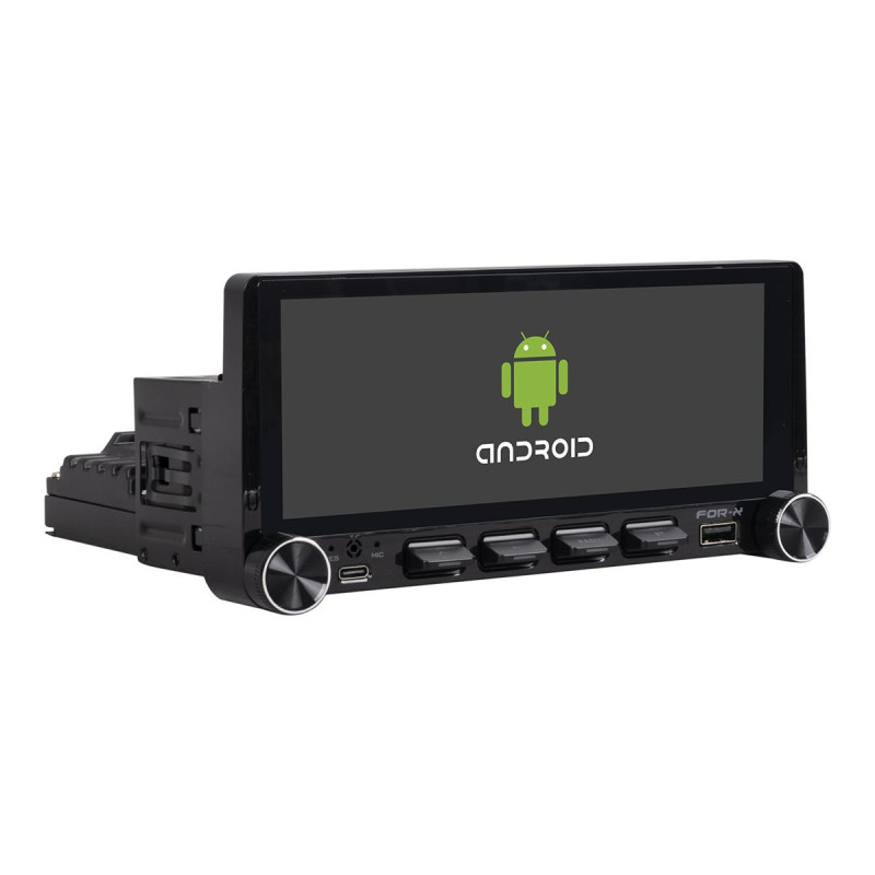 FOR-X X-425A ONE DIN CAR MULTIMEDIA PLAYER 6.86" HD DISPLAY ANDROID 13 2GB RAM 32GB ROM CAPACITIVE TOUCH SCREEN WIFI ANDROID AUTO WIFI CAR PLAY USB PLAYBACK FM RADIO AHD RESERVE VIDEO OUTPUT TYPE-C FAST CHARGING PORT IOS AND ANDROID PHONE CONNECTIVIT