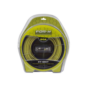 FOR-X XY-6KIT 4.5 MT 6GA POWER CABLE 0.6 MT 6GA GROUND CABLE 5 MT RCA CABLE 10 MT 16GA SPEAKER CABLE 5MT REMOTE CABLE 80A FUSE INSTALLATION EQUIPMENTS