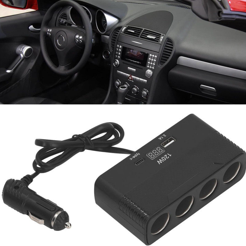 ÇAKMAKLIK ÇOĞALTICI 4 LÜ GİRİŞ DİJİTAL GÖSTERGELİ USB+TYPE-C 120W