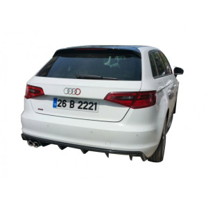 Audi A3 8V 2012 – 2016 Plastik Arka Tampon Eki – Difüzör (Plastik)