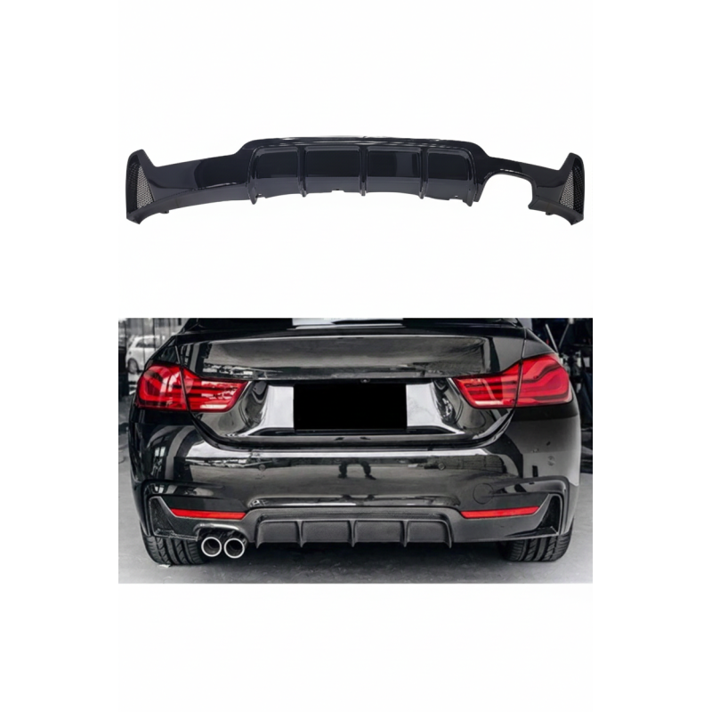 Bmw 4 Serisi F32 F33 F36 M Performance Soldan Çift Çıkış Arka Tampon Eki – Difüzör (Plastik)