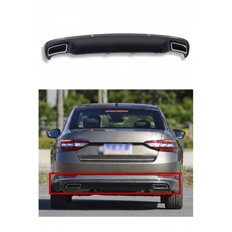 Skoda Superb Egzoz Görünümlü Difüzör (Plastik)