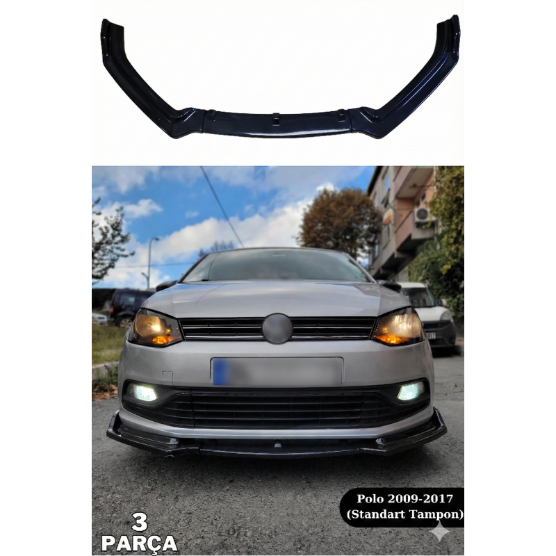 Volkswagen Polo Orijinal Tampon 3 Parça Ön Lip (Plastik)