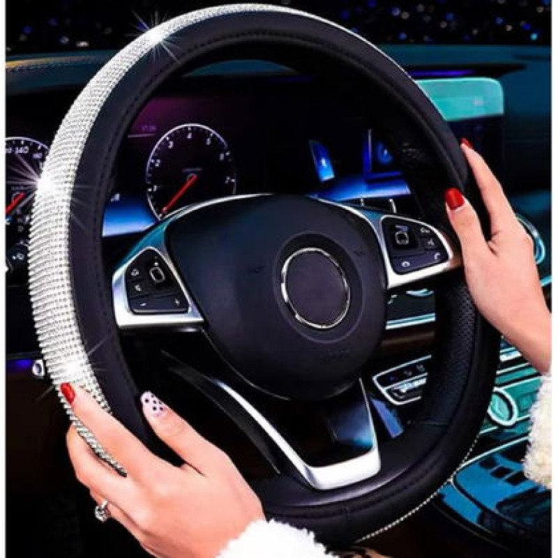 Taşlı Direksiyon Kılıfı Geçme Diamond Swaroski 38cm