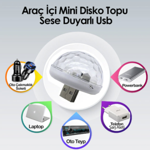 Mini Usb Çıkışlı Disko Topu Sese Duyarlı