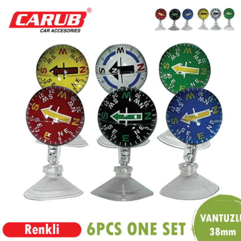 Dekor Pusula 6 Lı Paket Işıksız Vantuzlu Renkli 6Adet