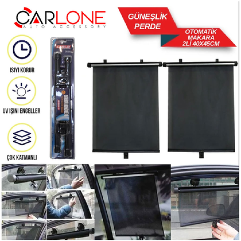 Makaralı Otomatik Yan Cam Perde 2'Li 40x45cm Güneşlik