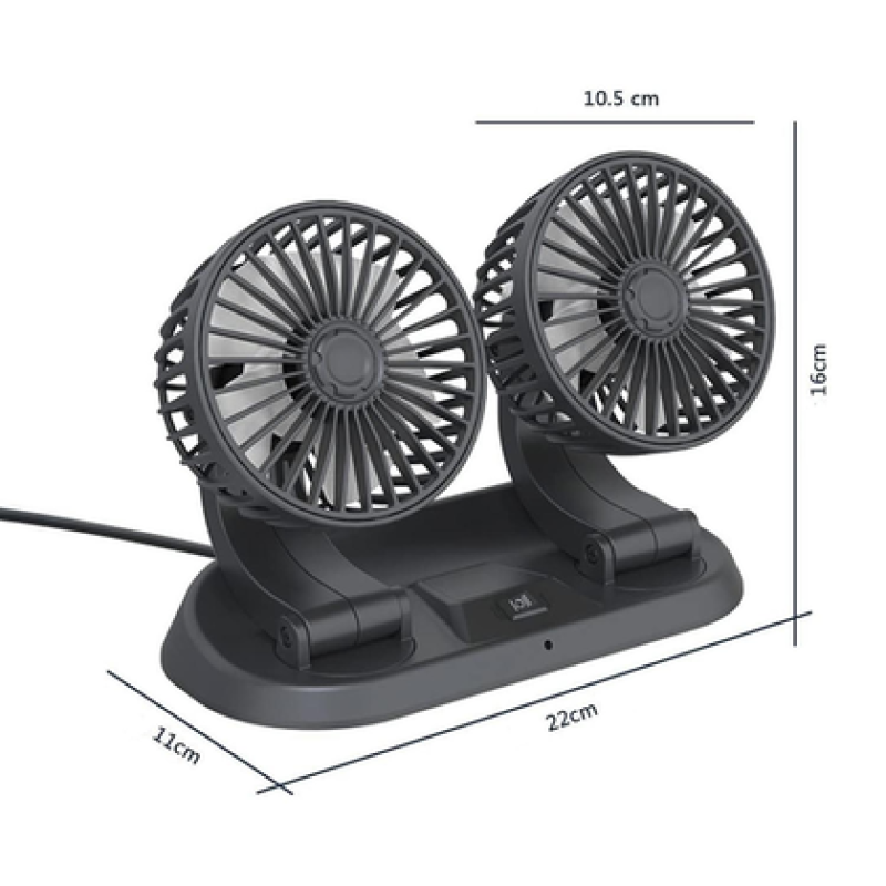 Araç İçi Vantilatör 2Başlıklı 12V Çift Kademe Numaratörlü