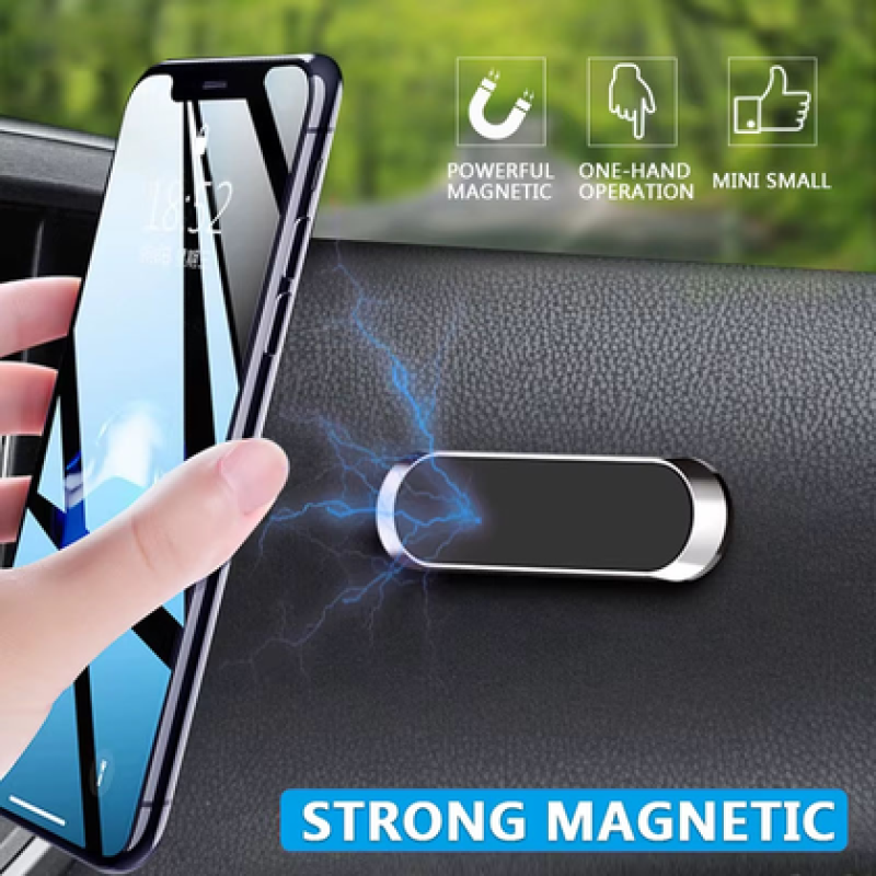 Araç Telefon Tutucu Mıknatıslı Düz Model Krom Çerçeve