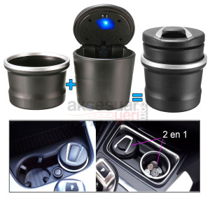 Işıklı Küllük Siyah Renk Gri Detay Bmw Tip Toptan Araç İçi Kültablası