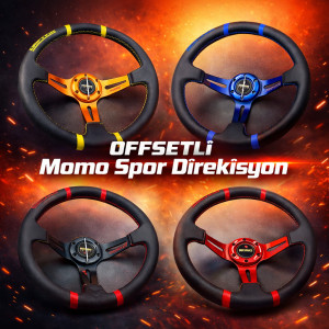 Momo Offsetli 35cm Spor Direksiyon Deri Drifting Modeli