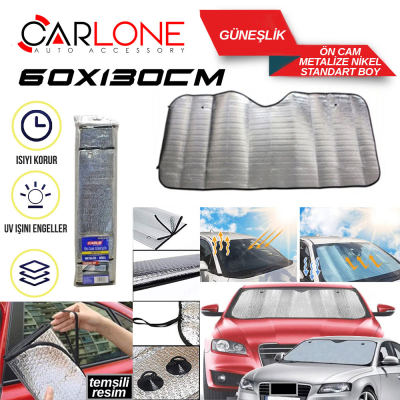 Oto Cam Güneşlik Ön Standart Lüks Balonlu 60x130cm