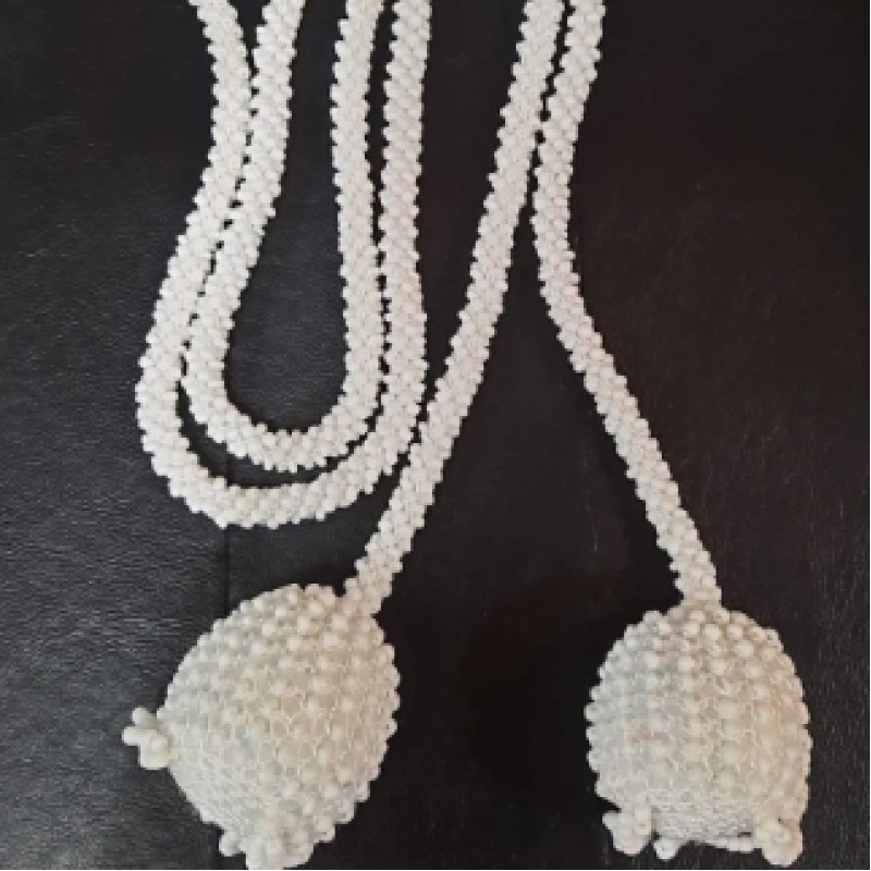 Sallama Uzun Boncuk Beyaz Renk El Örmesi