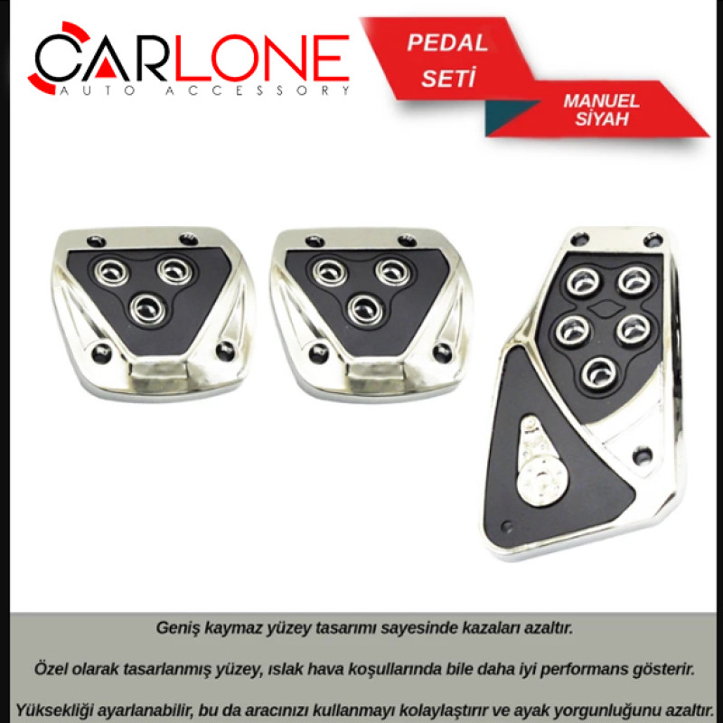 Araç İçi Pedal Seti - Siyah Gri Krom