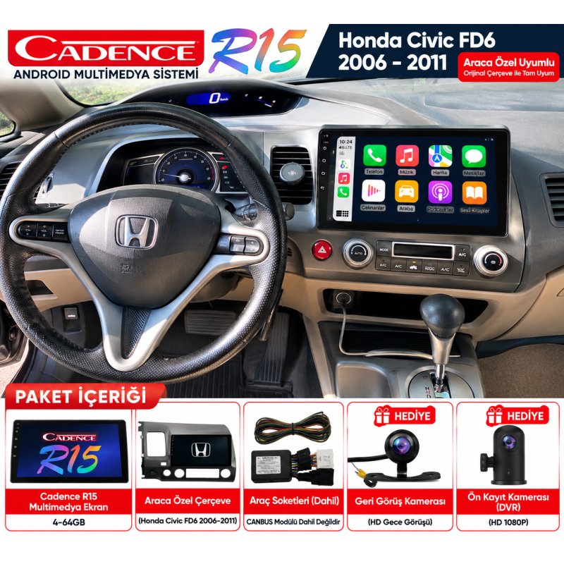 Cadence R15 Honda Civic FD6 2006-2011 4-64GB Android Multimedya