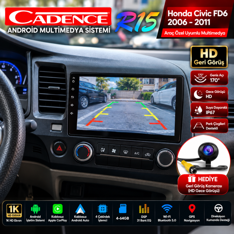 Cadence R15 Honda Civic FD6 2006-2011 4-64GB Android Multimedya