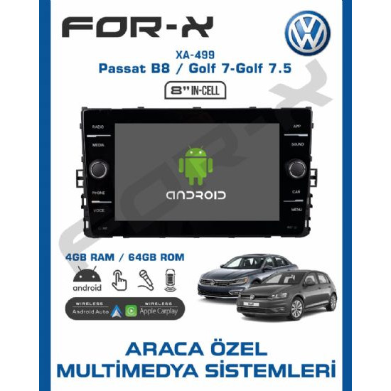 FOR-X XA-499 v2 VOLKSWAGEN B8 GOLF 7.5 YENİ TİP ORJİNAL MULTİMEDYA CARPLAY ÇERÇEVESİZ